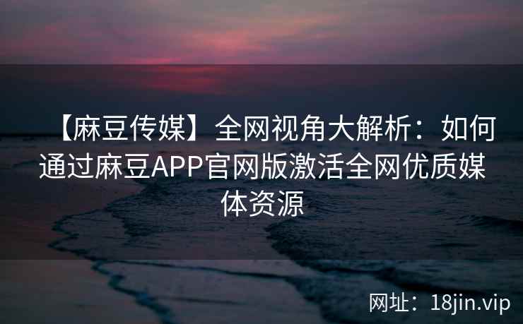 【麻豆传媒】全网视角大解析：如何通过麻豆APP官网版激活全网优质媒体资源  第1张